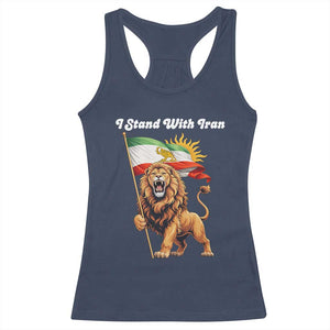 I Stand With Iran Racerback Tank Top Freedom Lion Patriotic Resistance Gift TS12 Navy Print Your Wear