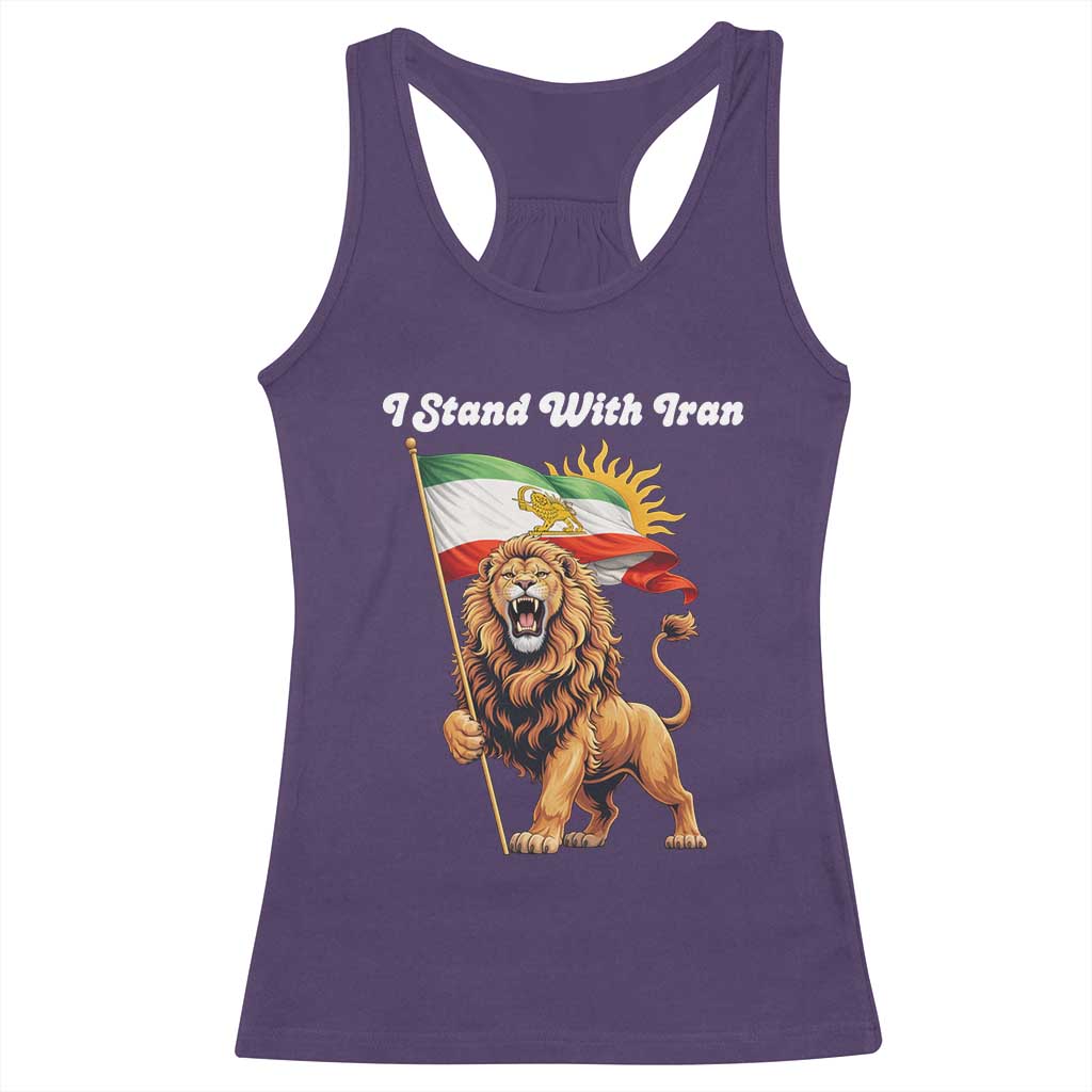 I Stand With Iran Racerback Tank Top Freedom Lion Patriotic Resistance Gift TS12 Purple Print Your Wear