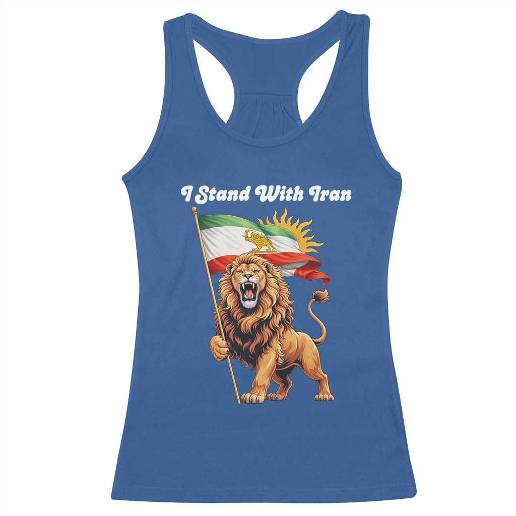 I Stand With Iran Racerback Tank Top Freedom Lion Patriotic Resistance Gift TS12 Royal Blue Print Your Wear
