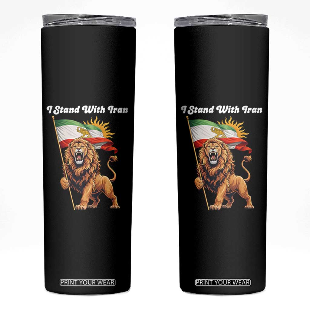 I Stand With Iran Skinny Tumbler Freedom Lion Patriotic Resistance Gift TS12 Black Print Your Wear