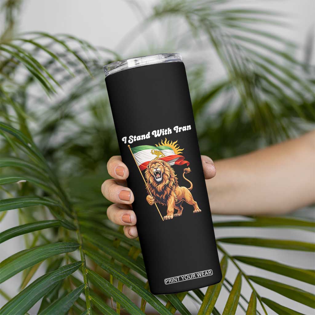 I Stand With Iran Skinny Tumbler Freedom Lion Patriotic Resistance Gift TS12 Print Your Wear