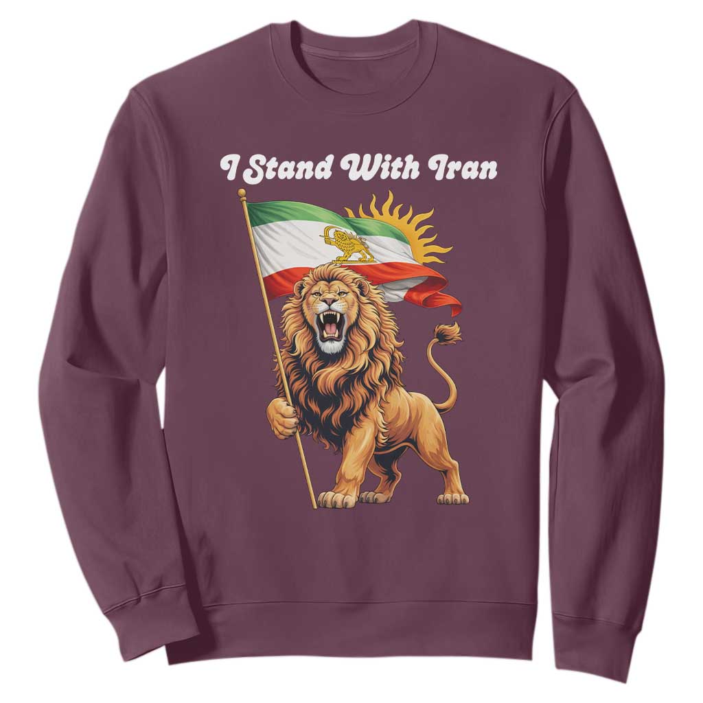 I Stand With Iran Sweatshirt Freedom Lion Patriotic Resistance Gift TS12 Maroon Print Your Wear