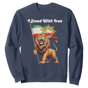 I Stand With Iran Sweatshirt Freedom Lion Patriotic Resistance Gift TS12 Navy Print Your Wear