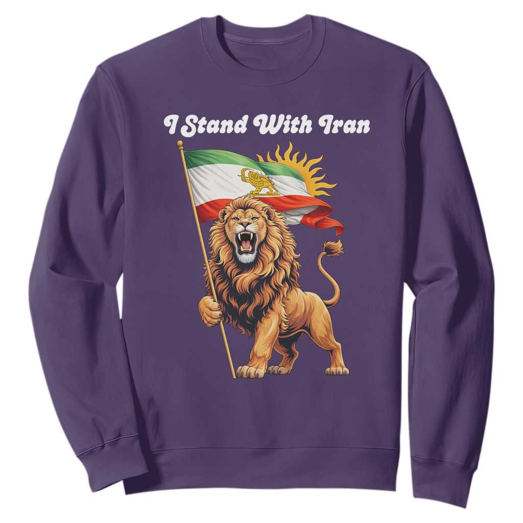 I Stand With Iran Sweatshirt Freedom Lion Patriotic Resistance Gift TS12 Purple Print Your Wear