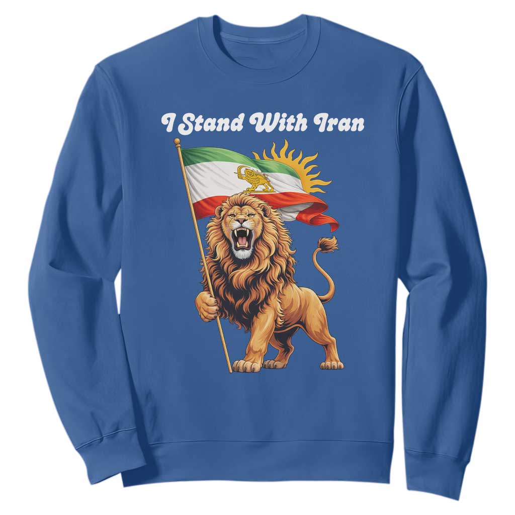 I Stand With Iran Sweatshirt Freedom Lion Patriotic Resistance Gift TS12 Royal Blue Print Your Wear