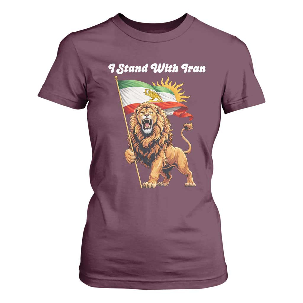 I Stand With Iran T Shirt For Women Freedom Lion Patriotic Resistance Gift TS12 Maroon Print Your Wear