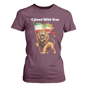 I Stand With Iran T Shirt For Women Freedom Lion Patriotic Resistance Gift TS12 Maroon Print Your Wear