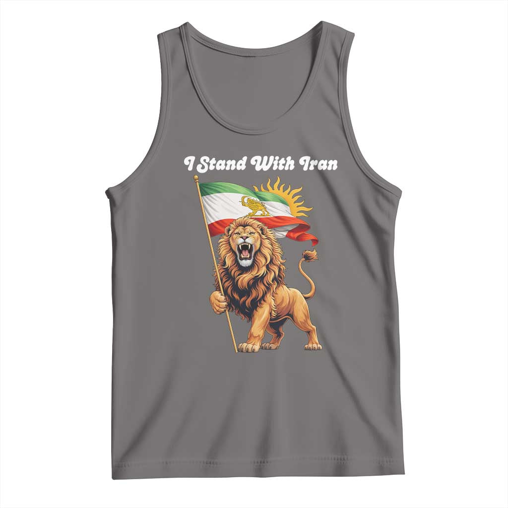 I Stand With Iran Tank Top Freedom Lion Patriotic Resistance Gift TS12 Deep Heather Print Your Wear