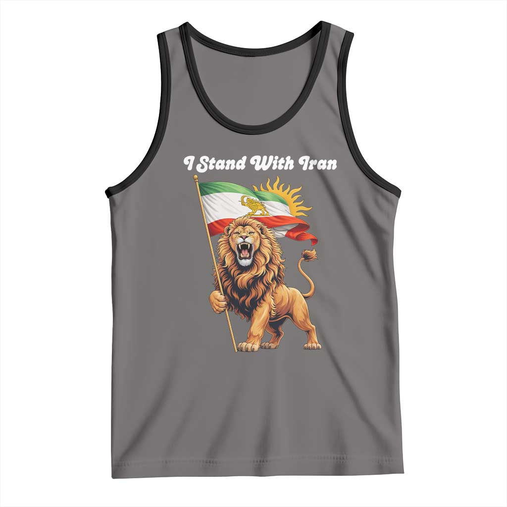 I Stand With Iran Tank Top Freedom Lion Patriotic Resistance Gift TS12 Deep Heather Black Print Your Wear