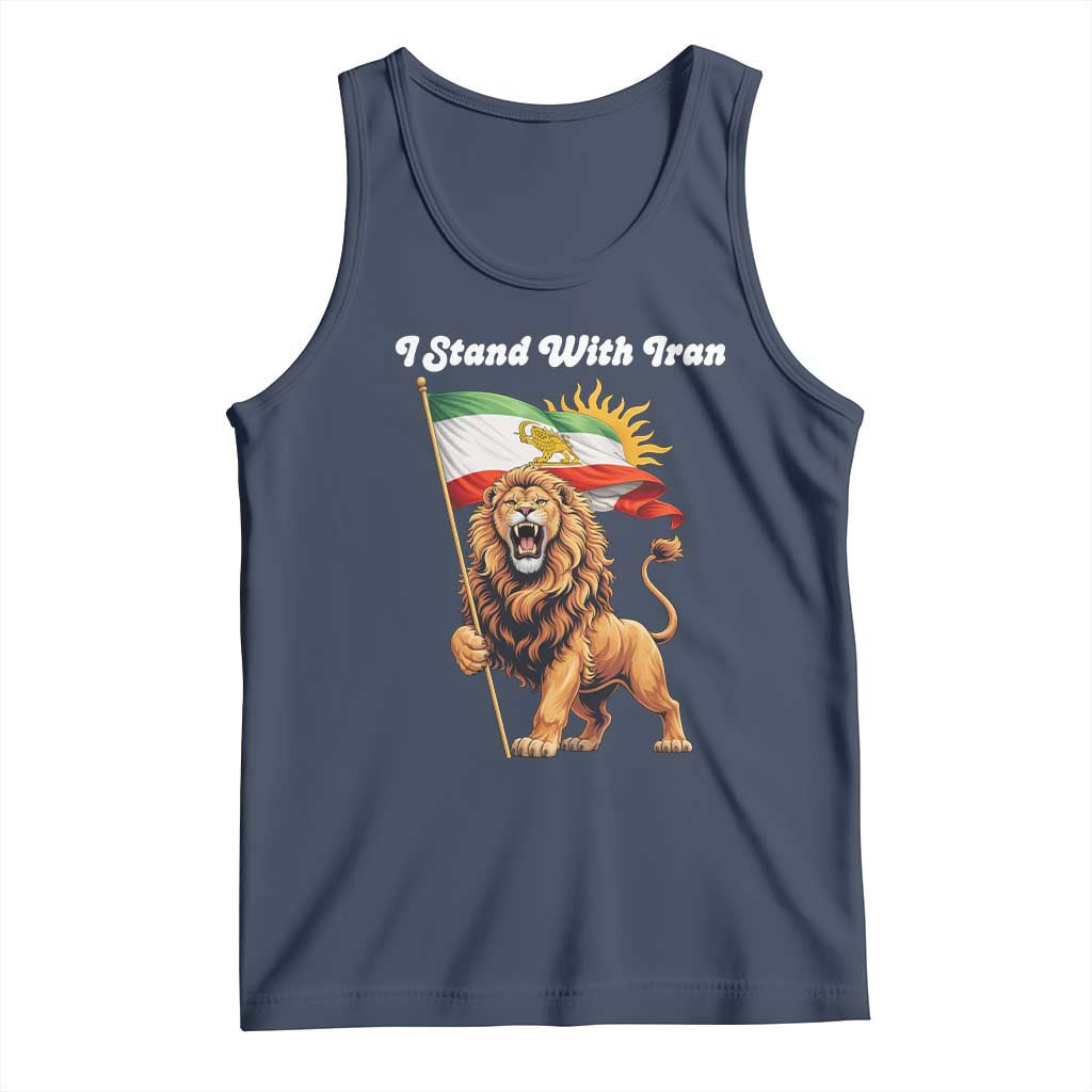 I Stand With Iran Tank Top Freedom Lion Patriotic Resistance Gift TS12 Navy Print Your Wear