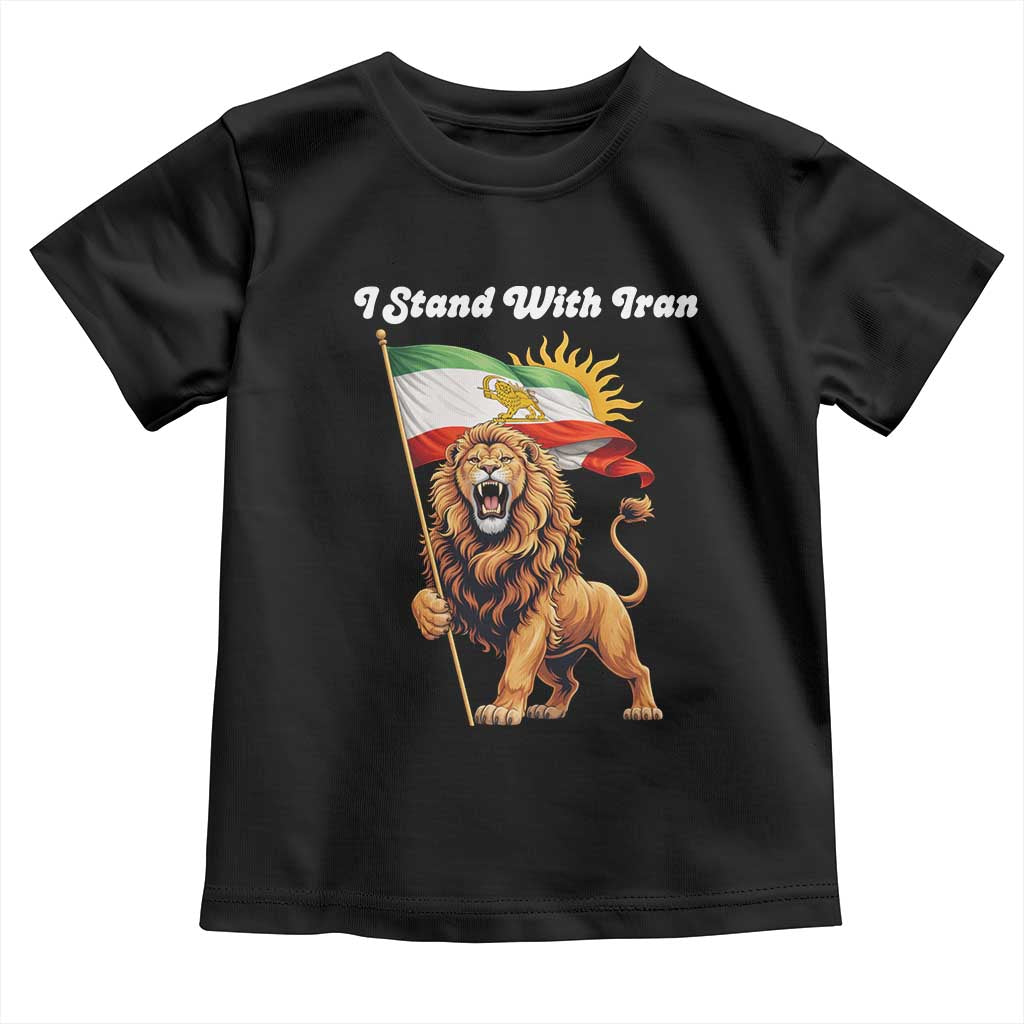 I Stand With Iran Toddler T Shirt Freedom Lion Patriotic Resistance Gift TS12 Black Print Your Wear