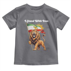 I Stand With Iran Toddler T Shirt Freedom Lion Patriotic Resistance Gift TS12 Charcoal Print Your Wear