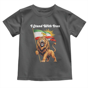 I Stand With Iran Toddler T Shirt Freedom Lion Patriotic Resistance Gift TS12 Dark Heather Print Your Wear