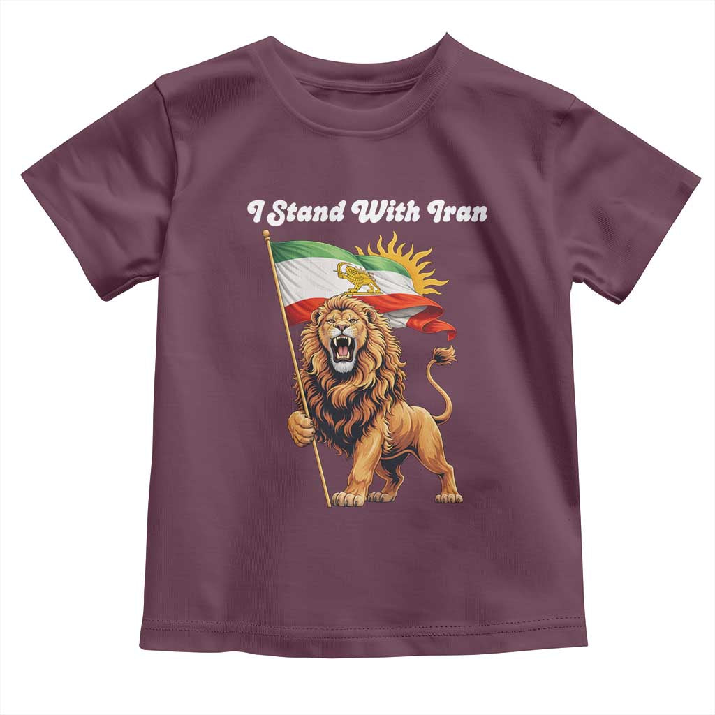 I Stand With Iran Toddler T Shirt Freedom Lion Patriotic Resistance Gift TS12 Maroon Print Your Wear