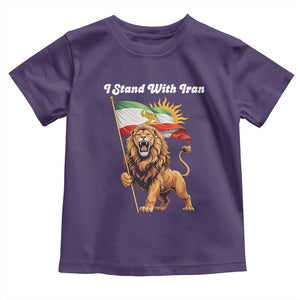 I Stand With Iran Toddler T Shirt Freedom Lion Patriotic Resistance Gift TS12 Purple Print Your Wear