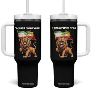 I Stand With Iran Tumbler With Handle Freedom Lion Patriotic Resistance Gift TS12 One Size: 40 oz Black Print Your Wear