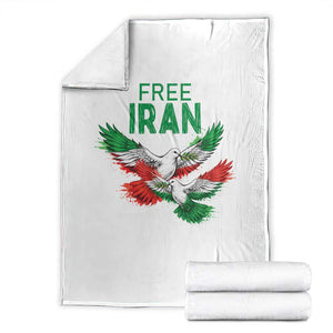 Iranian Flag Peace Doves Throw Blanket Free Iran Freedom Statement Gift TS12 White Print Your Wear
