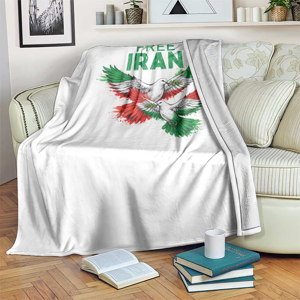Iranian Flag Peace Doves Throw Blanket Free Iran Freedom Statement Gift TS12 Print Your Wear