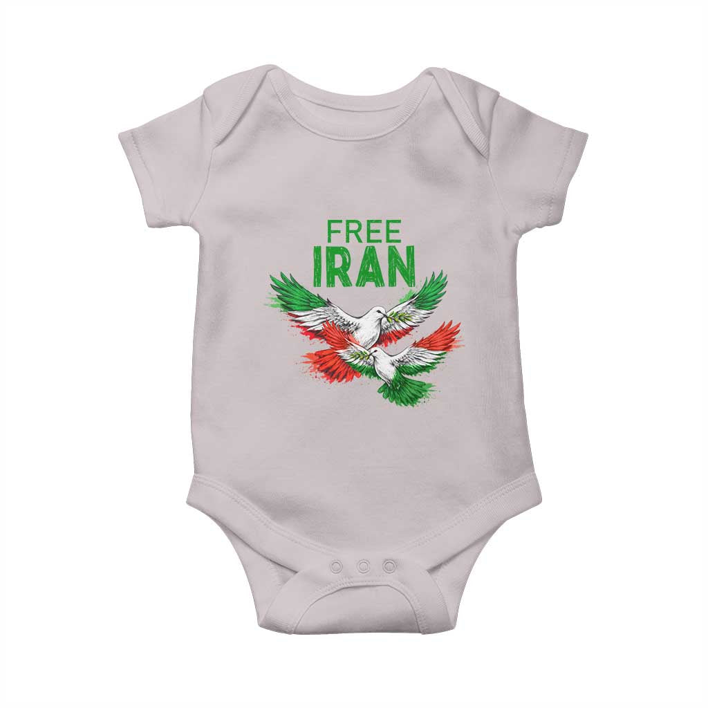 Iranian Flag Peace Doves Baby Onesie Free Iran Freedom Statement Gift TS12 Ice Gray Print Your Wear