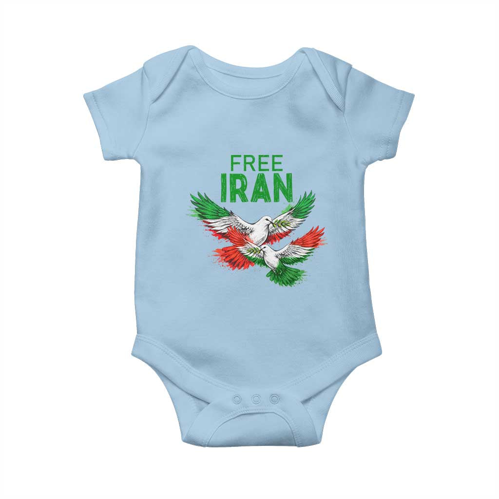 Iranian Flag Peace Doves Baby Onesie Free Iran Freedom Statement Gift TS12 Light Blue Print Your Wear