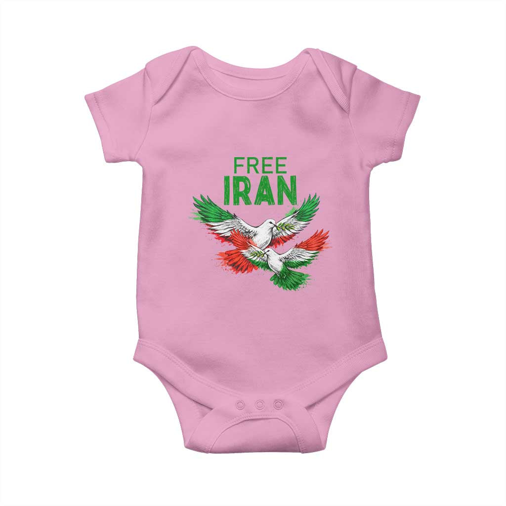 Iranian Flag Peace Doves Baby Onesie Free Iran Freedom Statement Gift TS12 Light Pink Print Your Wear