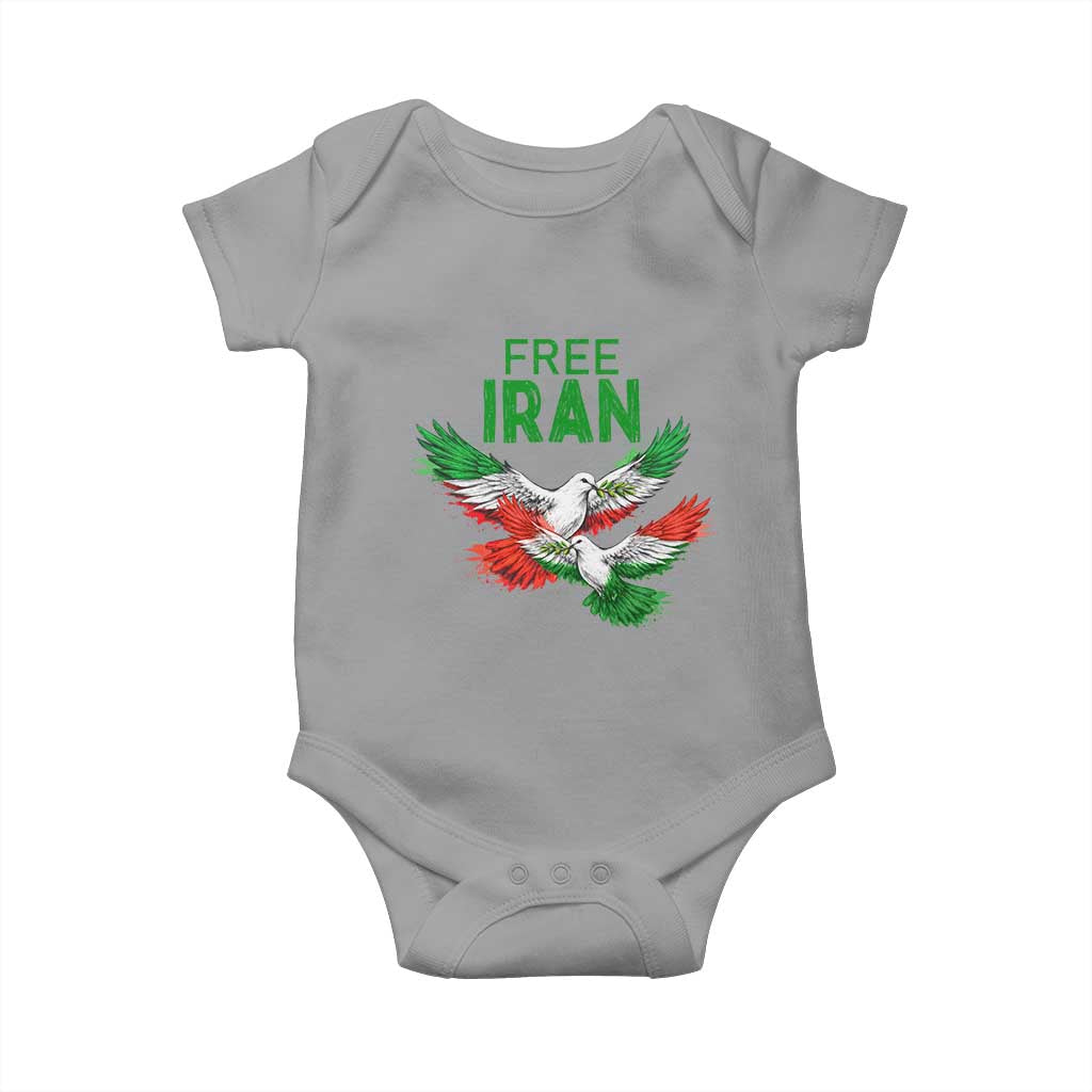 Iranian Flag Peace Doves Baby Onesie Free Iran Freedom Statement Gift TS12 Sport Gray Print Your Wear