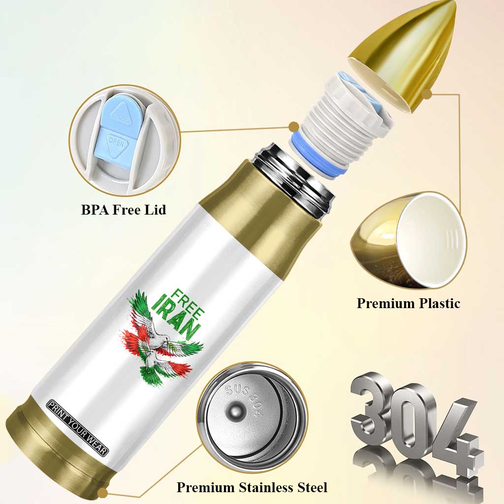Iranian Flag Peace Doves Bullet Tumbler Free Iran Freedom Statement Gift TS12 Print Your Wear