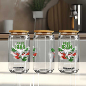 Iranian Flag Peace Doves Glass Can Free Iran Freedom Statement Gift TS12 Print Your Wear