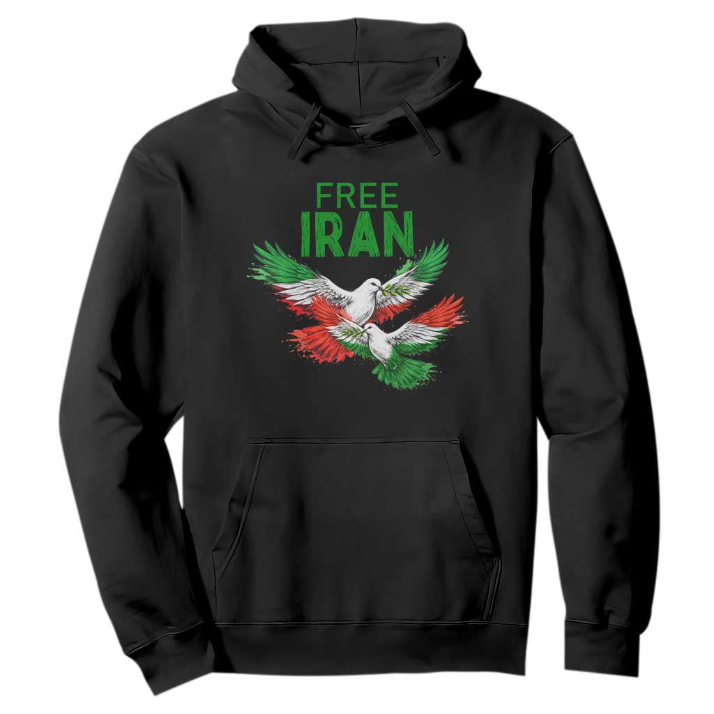 Iranian Flag Peace Doves Hoodie Free Iran Freedom Statement Gift TS12 Black Print Your Wear