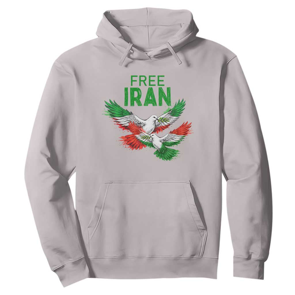 Iranian Flag Peace Doves Hoodie Free Iran Freedom Statement Gift TS12 Ice Gray Print Your Wear