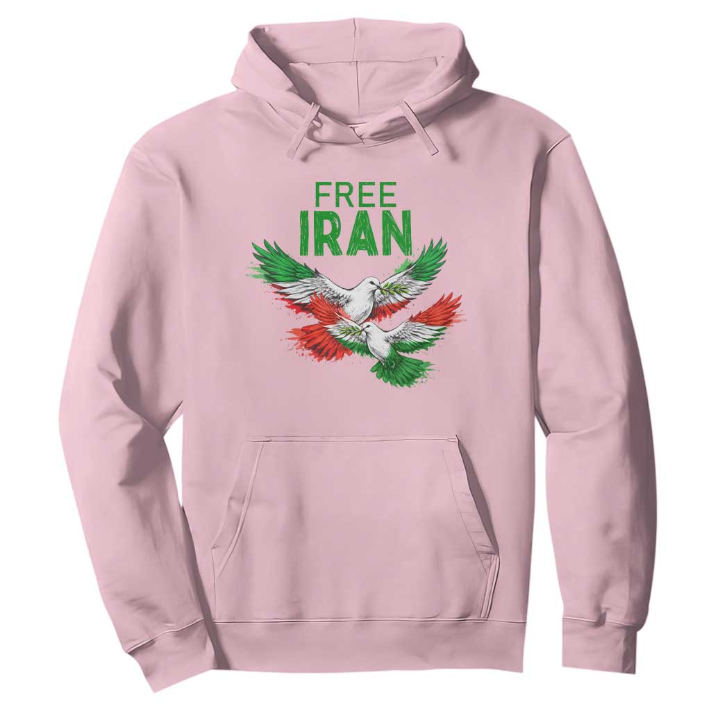 Iranian Flag Peace Doves Hoodie Free Iran Freedom Statement Gift TS12 Light Pink Print Your Wear