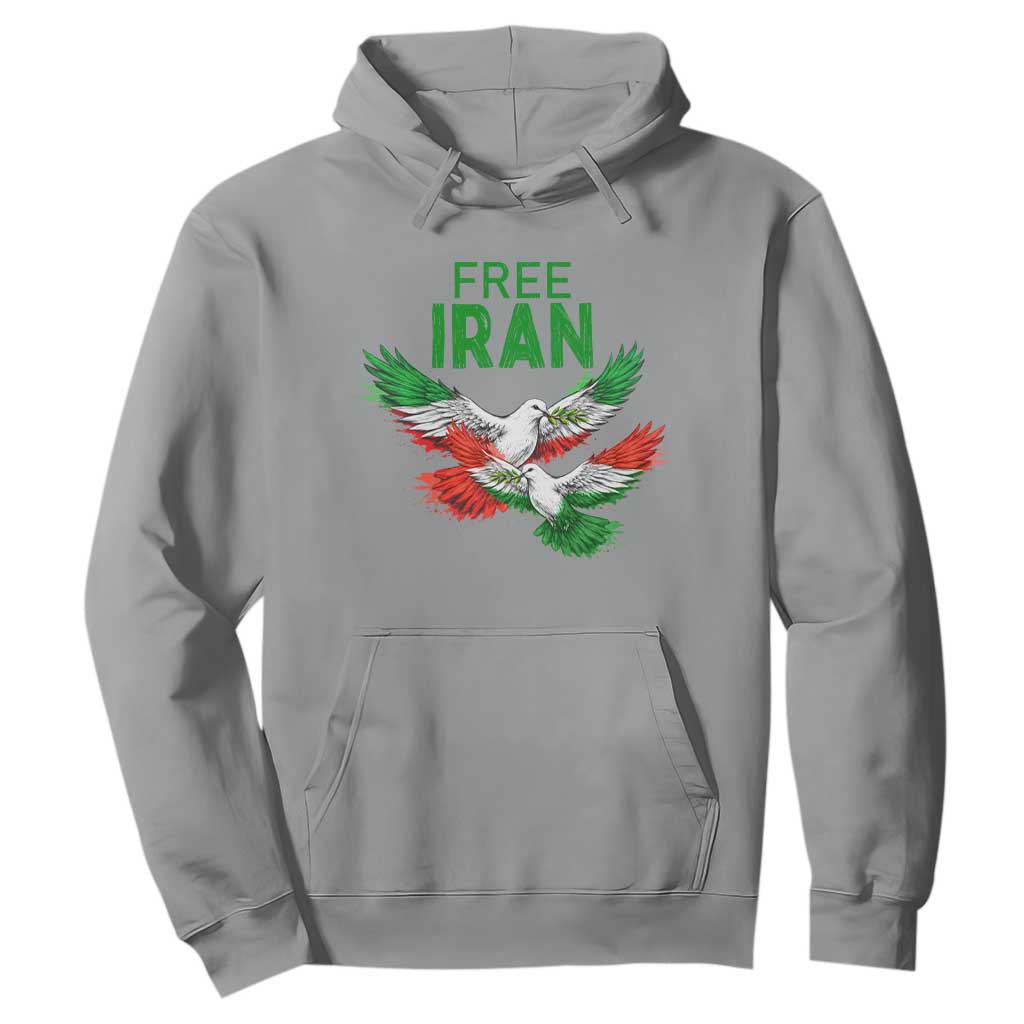 Iranian Flag Peace Doves Hoodie Free Iran Freedom Statement Gift TS12 Sport Gray Print Your Wear