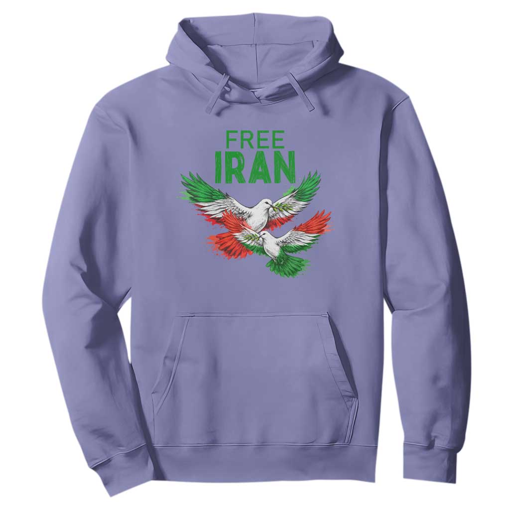 Iranian Flag Peace Doves Hoodie Free Iran Freedom Statement Gift TS12 Violet Print Your Wear