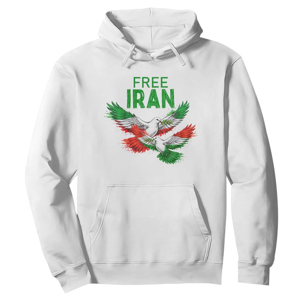 Iranian Flag Peace Doves Hoodie Free Iran Freedom Statement Gift TS12 White Print Your Wear