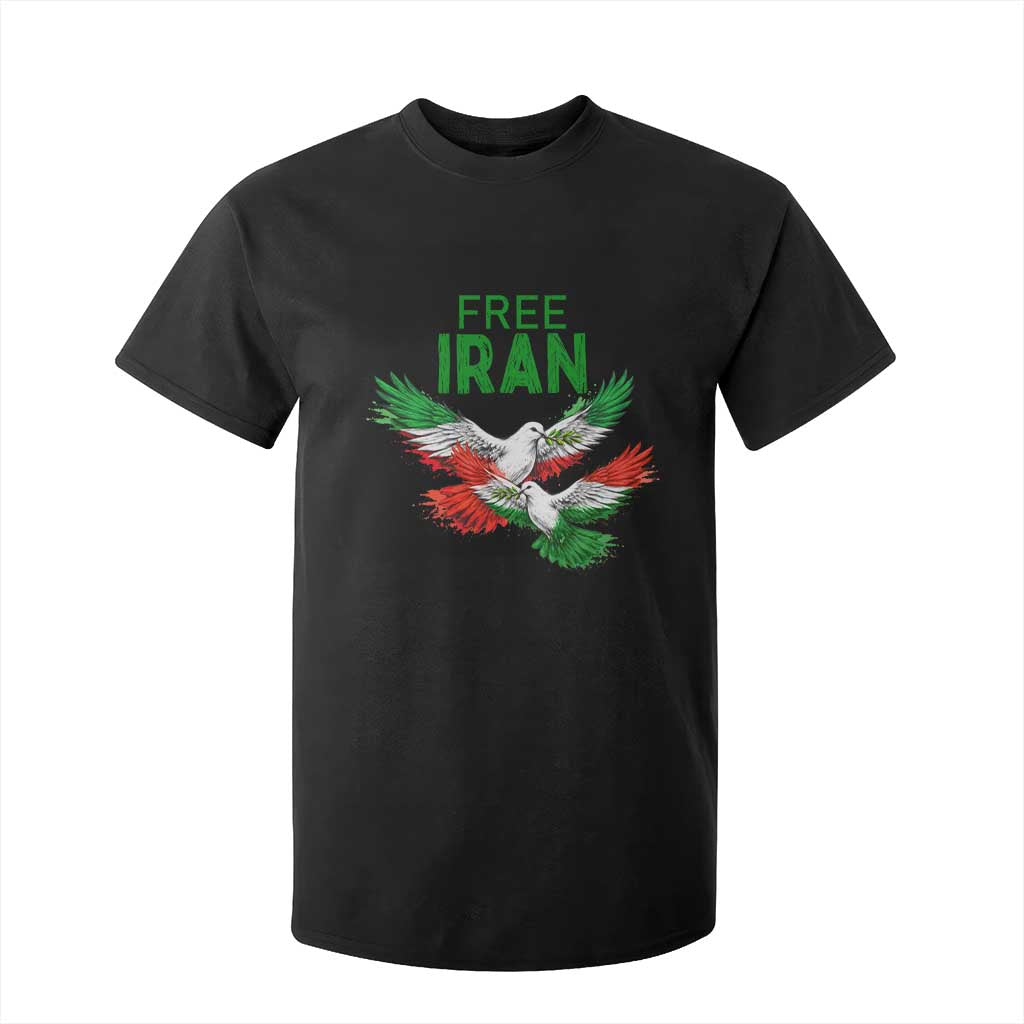 Iranian Flag Peace Doves T Shirt For Kid Free Iran Freedom Statement Gift TS12 Black Print Your Wear