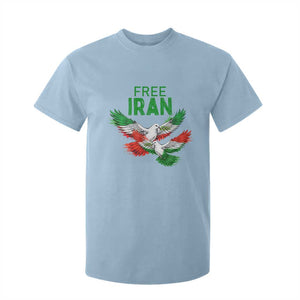 Iranian Flag Peace Doves T Shirt For Kid Free Iran Freedom Statement Gift TS12 Light Blue Print Your Wear