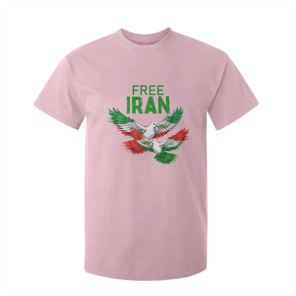 Iranian Flag Peace Doves T Shirt For Kid Free Iran Freedom Statement Gift TS12 Light Pink Print Your Wear