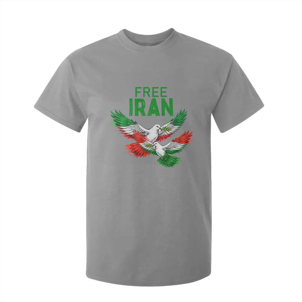 Iranian Flag Peace Doves T Shirt For Kid Free Iran Freedom Statement Gift TS12 Sport Gray Print Your Wear