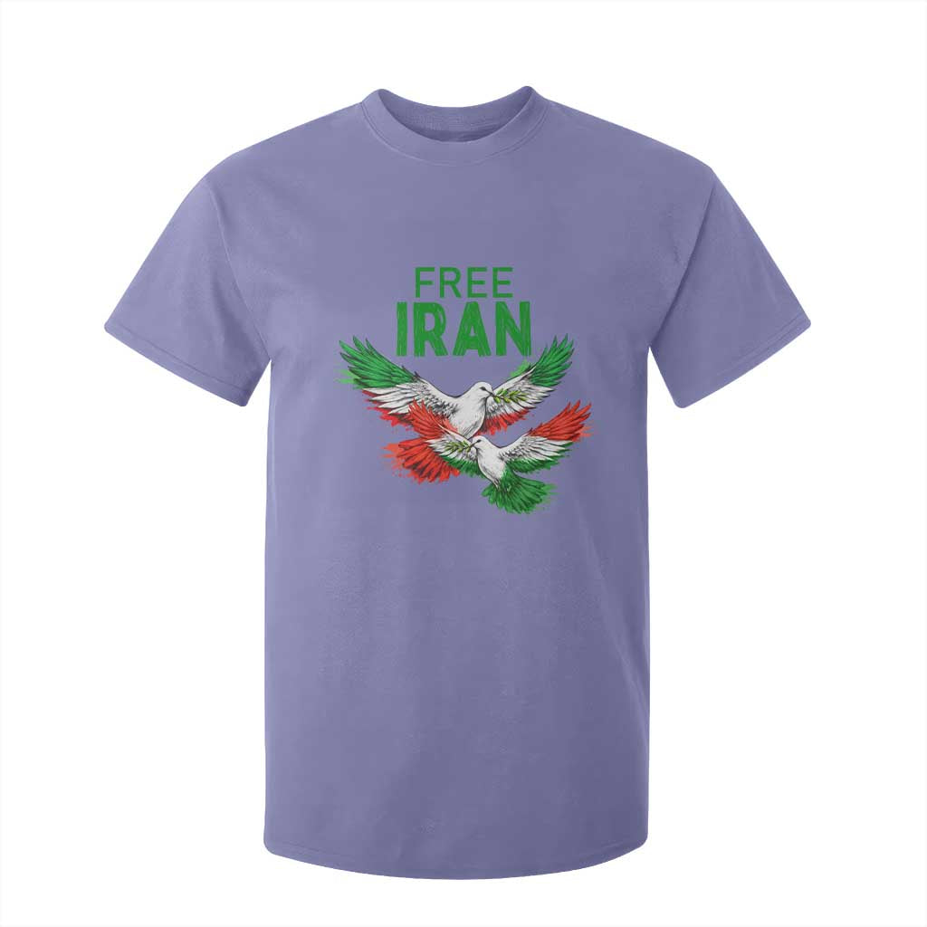 Iranian Flag Peace Doves T Shirt For Kid Free Iran Freedom Statement Gift TS12 Violet Print Your Wear