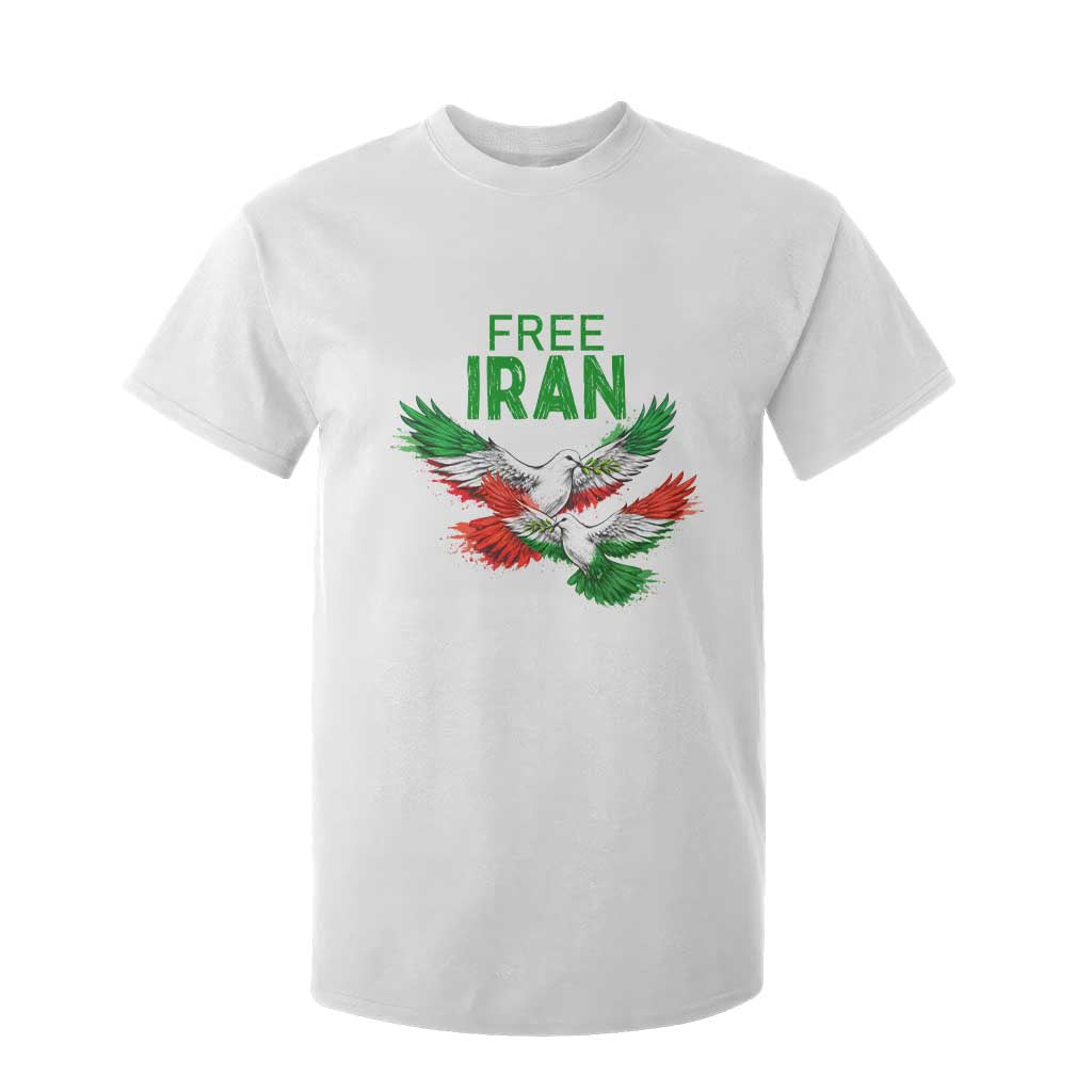 Iranian Flag Peace Doves T Shirt For Kid Free Iran Freedom Statement Gift TS12 White Print Your Wear