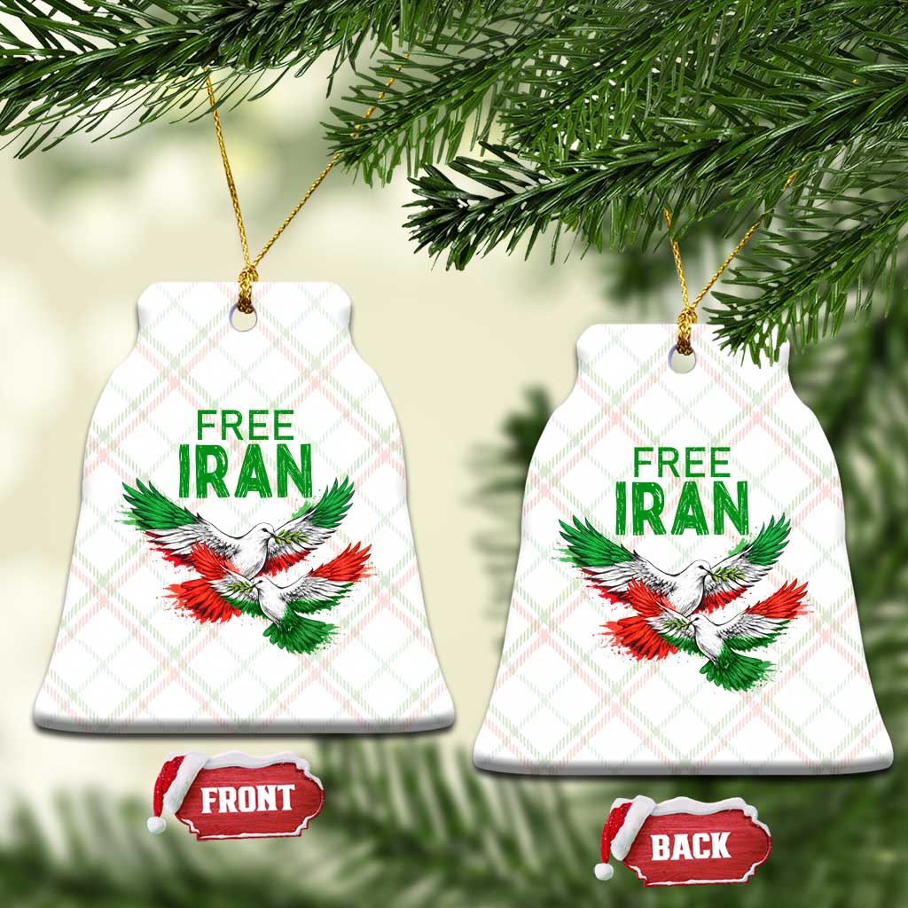 Iranian Flag Peace Doves Ceramic Ornament Free Iran Freedom Statement Gift TS12 Print Your Wear