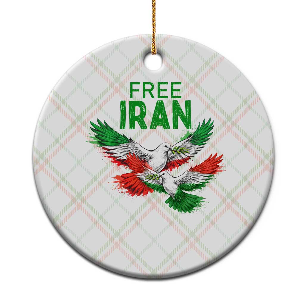 Iranian Flag Peace Doves Ceramic Ornament Free Iran Freedom Statement Gift TS12 1pc Christmas Plaid Print Your Wear