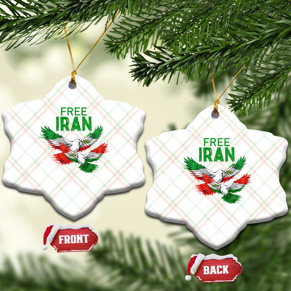 Iranian Flag Peace Doves Ceramic Ornament Free Iran Freedom Statement Gift TS12 Print Your Wear