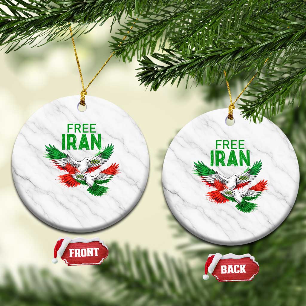 Iranian Flag Peace Doves Ceramic Ornament Free Iran Freedom Statement Gift TS12 1pc White Marble Print Your Wear