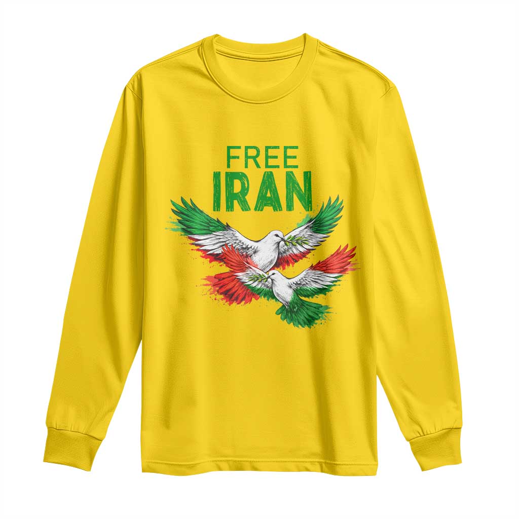 Iranian Flag Peace Doves Long Sleeve Shirt Free Iran Freedom Statement Gift TS12 Daisy Print Your Wear