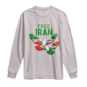 Iranian Flag Peace Doves Long Sleeve Shirt Free Iran Freedom Statement Gift TS12 Ice Gray Print Your Wear