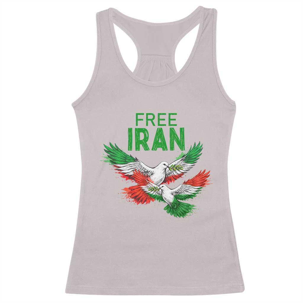 Iranian Flag Peace Doves Racerback Tank Top Free Iran Freedom Statement Gift TS12 Ice Gray Print Your Wear