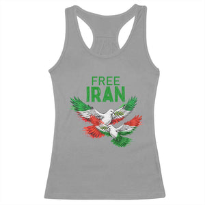 Iranian Flag Peace Doves Racerback Tank Top Free Iran Freedom Statement Gift TS12 Sport Gray Print Your Wear