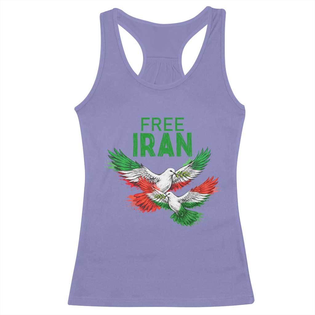 Iranian Flag Peace Doves Racerback Tank Top Free Iran Freedom Statement Gift TS12 Violet Print Your Wear