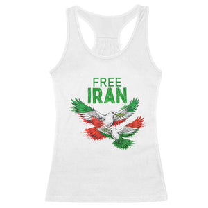 Iranian Flag Peace Doves Racerback Tank Top Free Iran Freedom Statement Gift TS12 White Print Your Wear